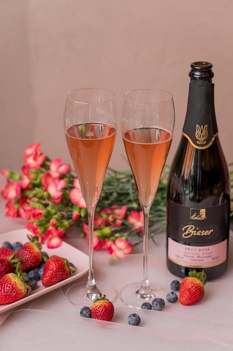 Біссер розе вино ігристе витримане брют рожеве тираж 2023