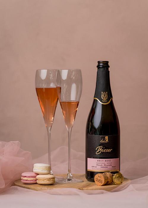 Біссер розе вино ігристе витримане брют рожеве тираж 2023